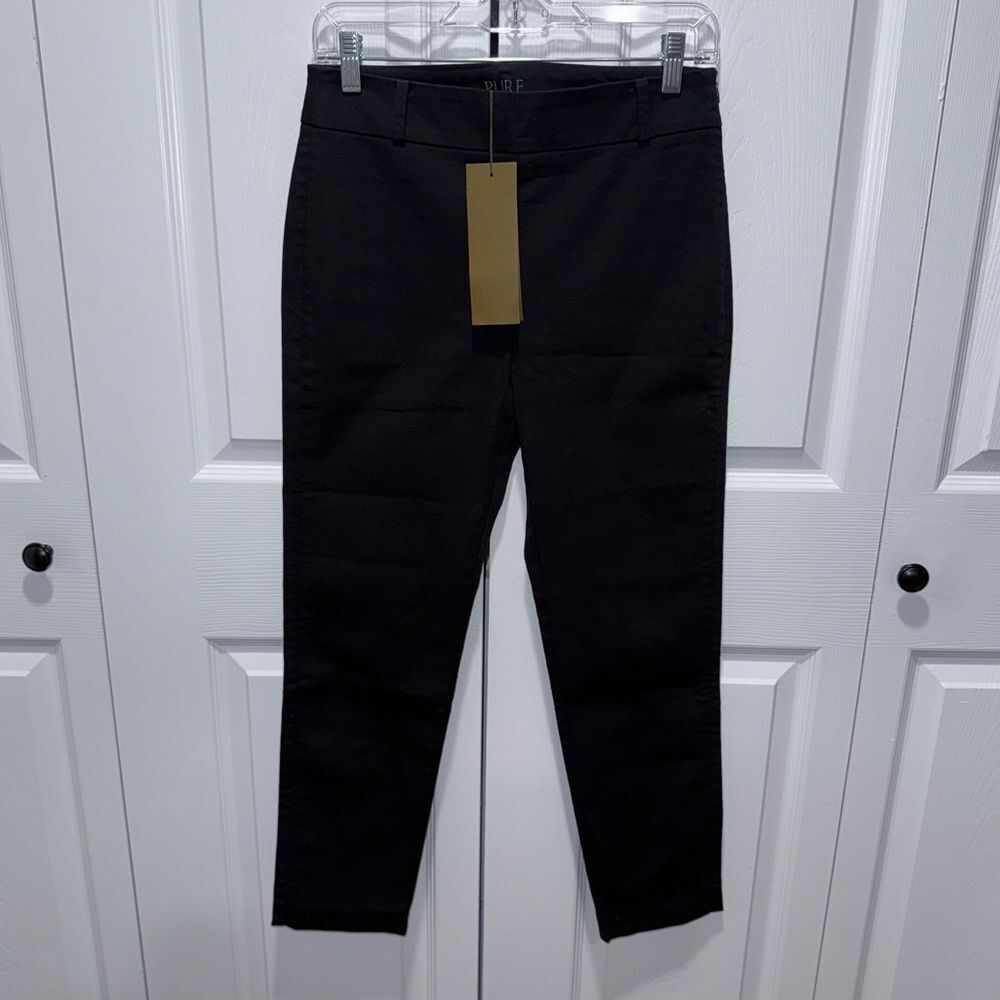 NWT Pure Collection cotton woman pants black back pockets pull up  Sz 2/4
